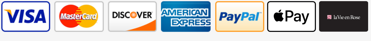 Methods of payment: Visa, Master Card, Discover, American Express
