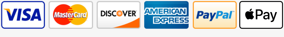 Methods of payment: Visa, Master Card, Discover, American Express