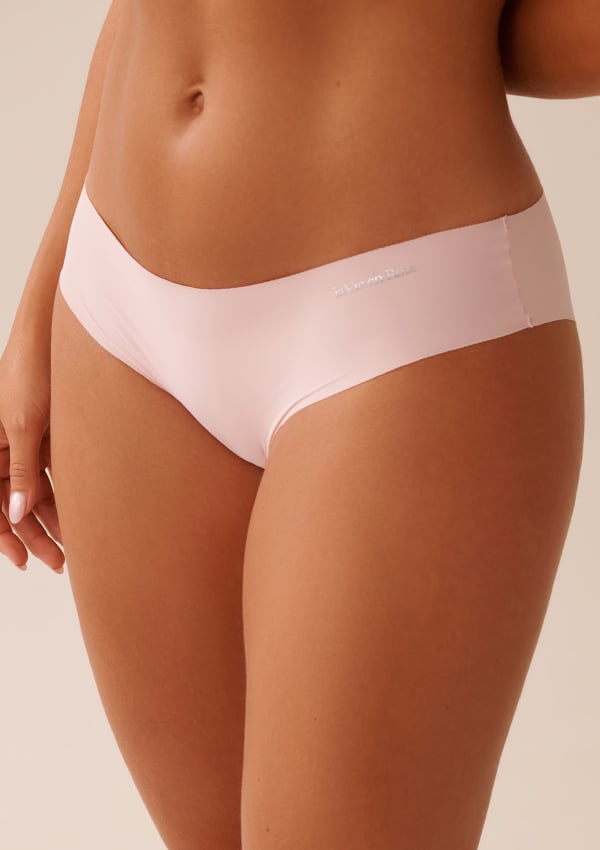 Light pink seamless panties with "la Vie en Rose" logo on side.