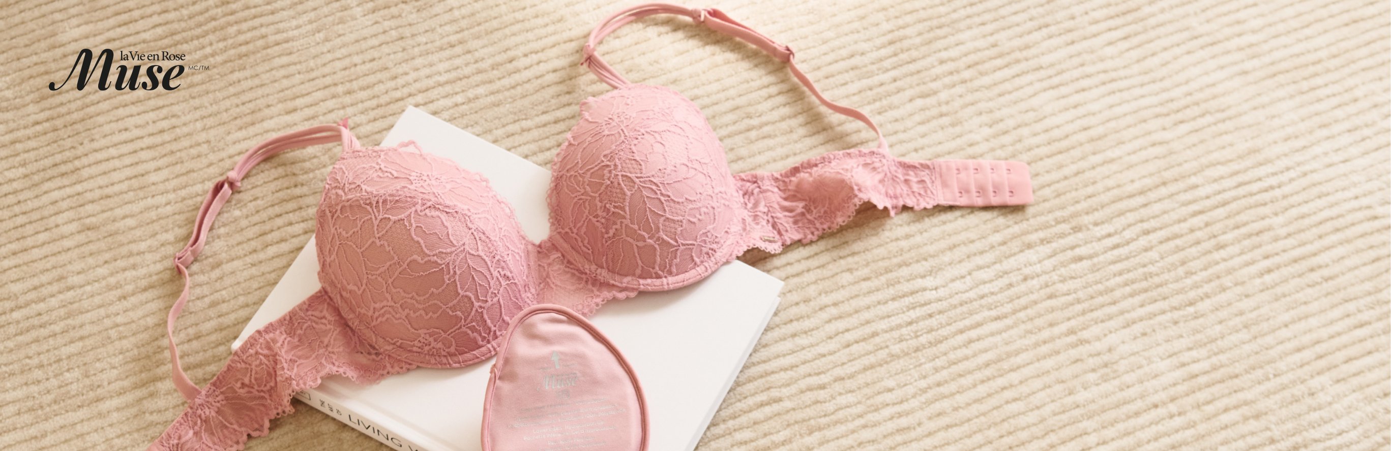 Pink Muse lace bra with removable pads