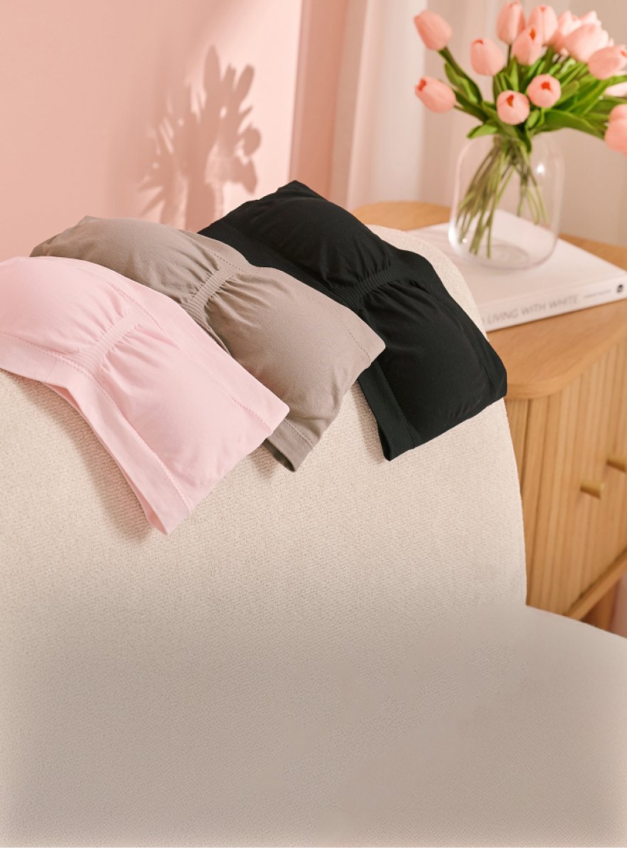 Three strapless bras shown in a banner promoting the summer bra collection.