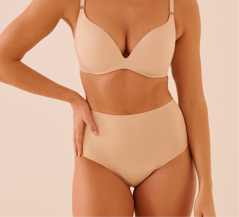 Beige period panties, rear view