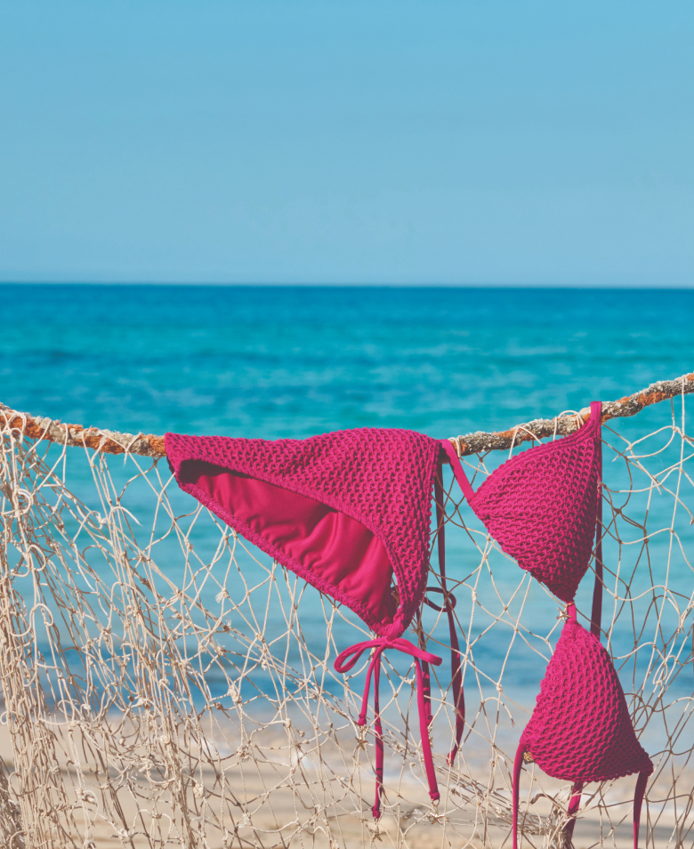 Pink bikini on a beach
