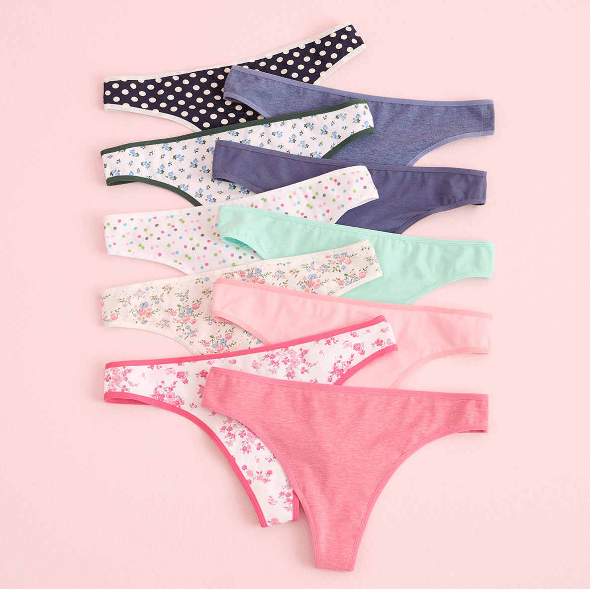 A variety of panties in different patterns and colors