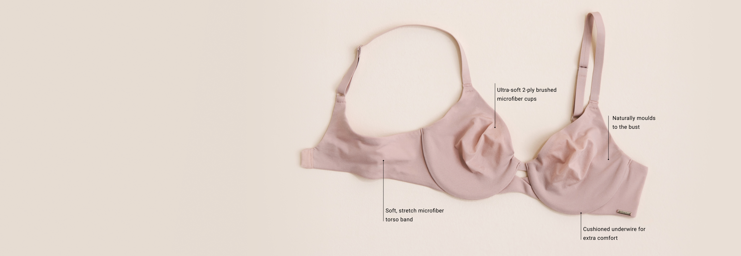 Pale pink cushioned wire bra