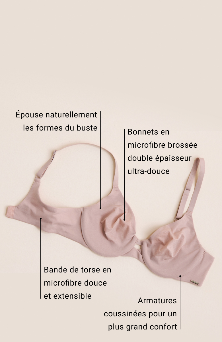 Soutien-gorge &agrave; armatures coussin&eacute;es rose p&acirc;le
