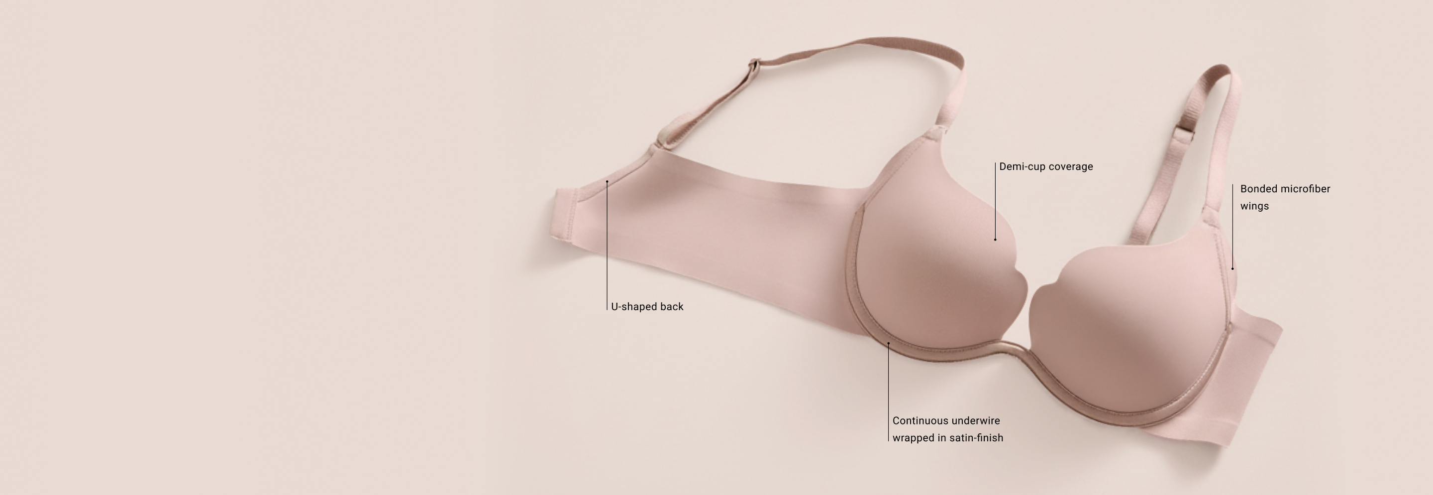 Pale pink scalloped push-up bra