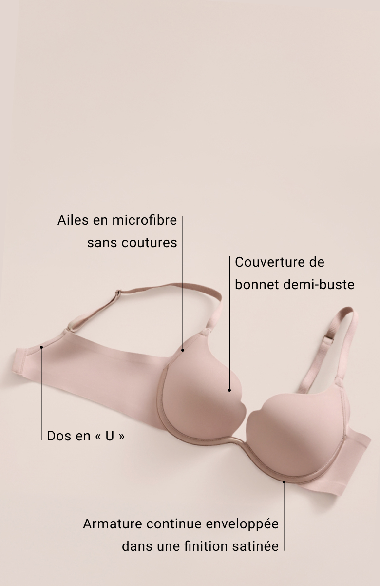 Soutien-gorge push-up ondul&eacute; rose p&acirc;le
