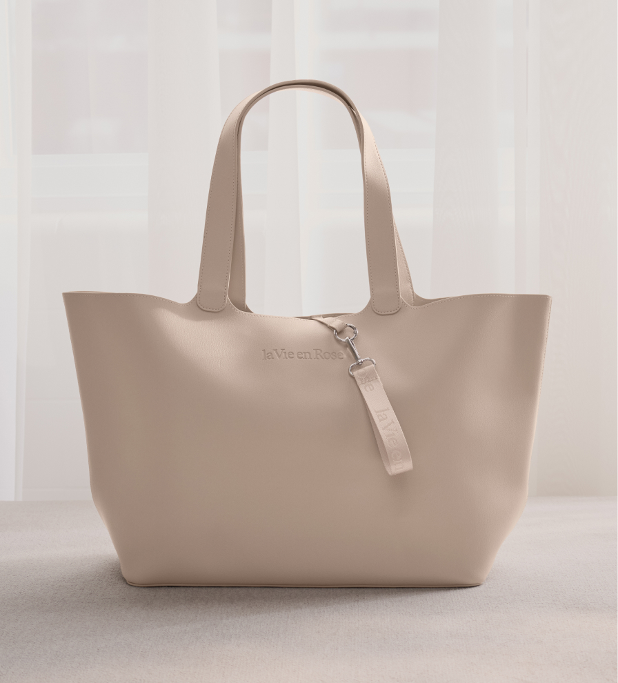 Beige faux leather tote bag