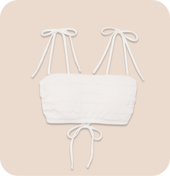 White bandeau swimsuit top