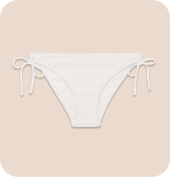 White swimsuit bottoms, tied at the sides