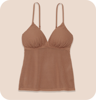 Brown textured tankini swimsuit top