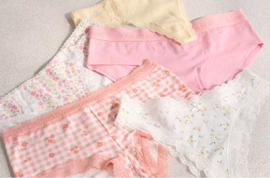 Several pairs of pastel-colored panties