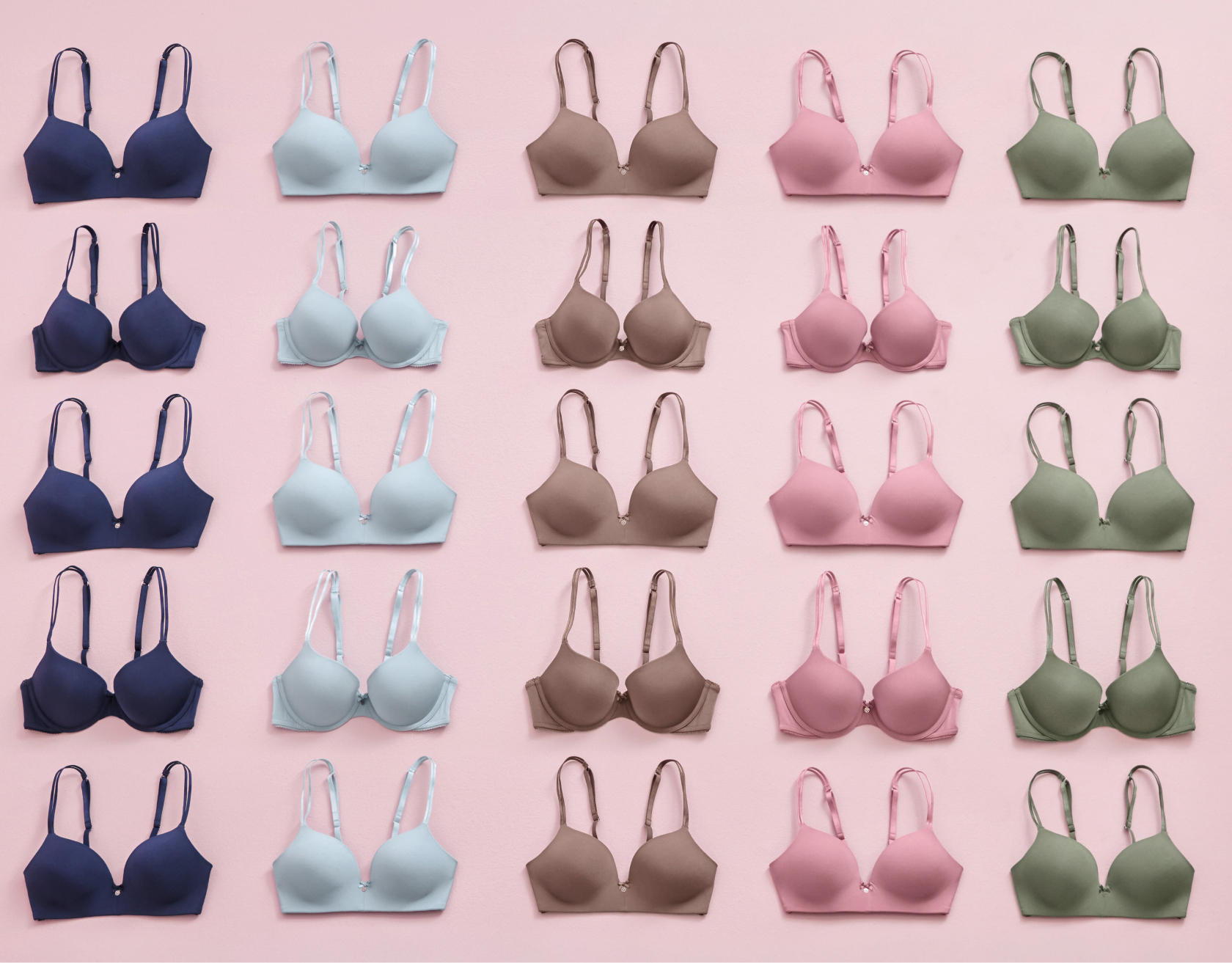 Set of bras in various colors