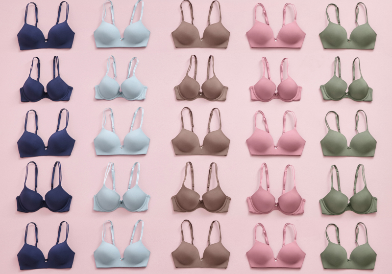 Set of bras in various colors