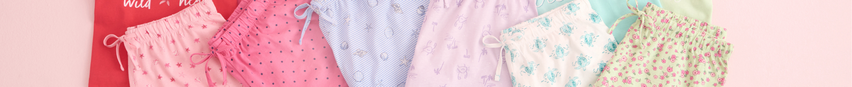 Pajama shorts from the outlet sale, available in a variety of colors and patterns
