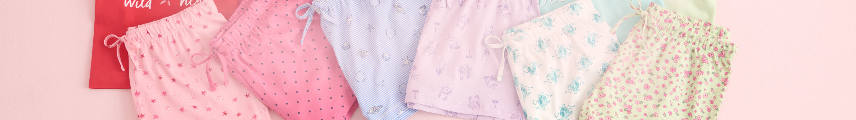 Pajama shorts from the outlet sale, available in a variety of colors and patterns
