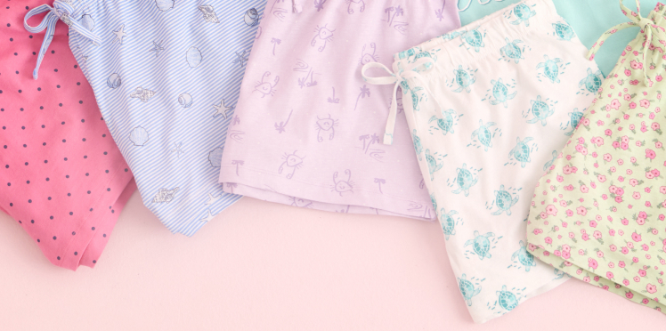 Pajama shorts from the outlet sale, available in a variety of colors and patterns
