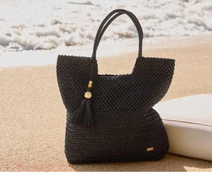 Black square straw bag