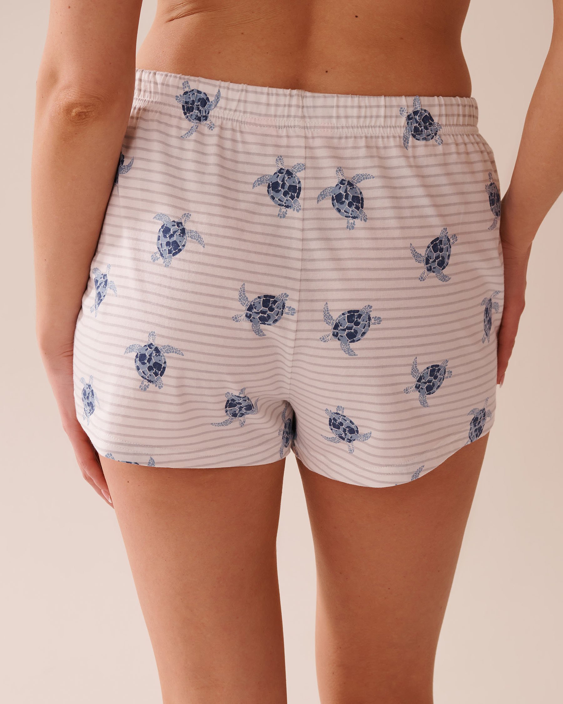 LA VIE EN ROSE Turtle Print Shirt PJ Set White/Turtles 40400081 - View10