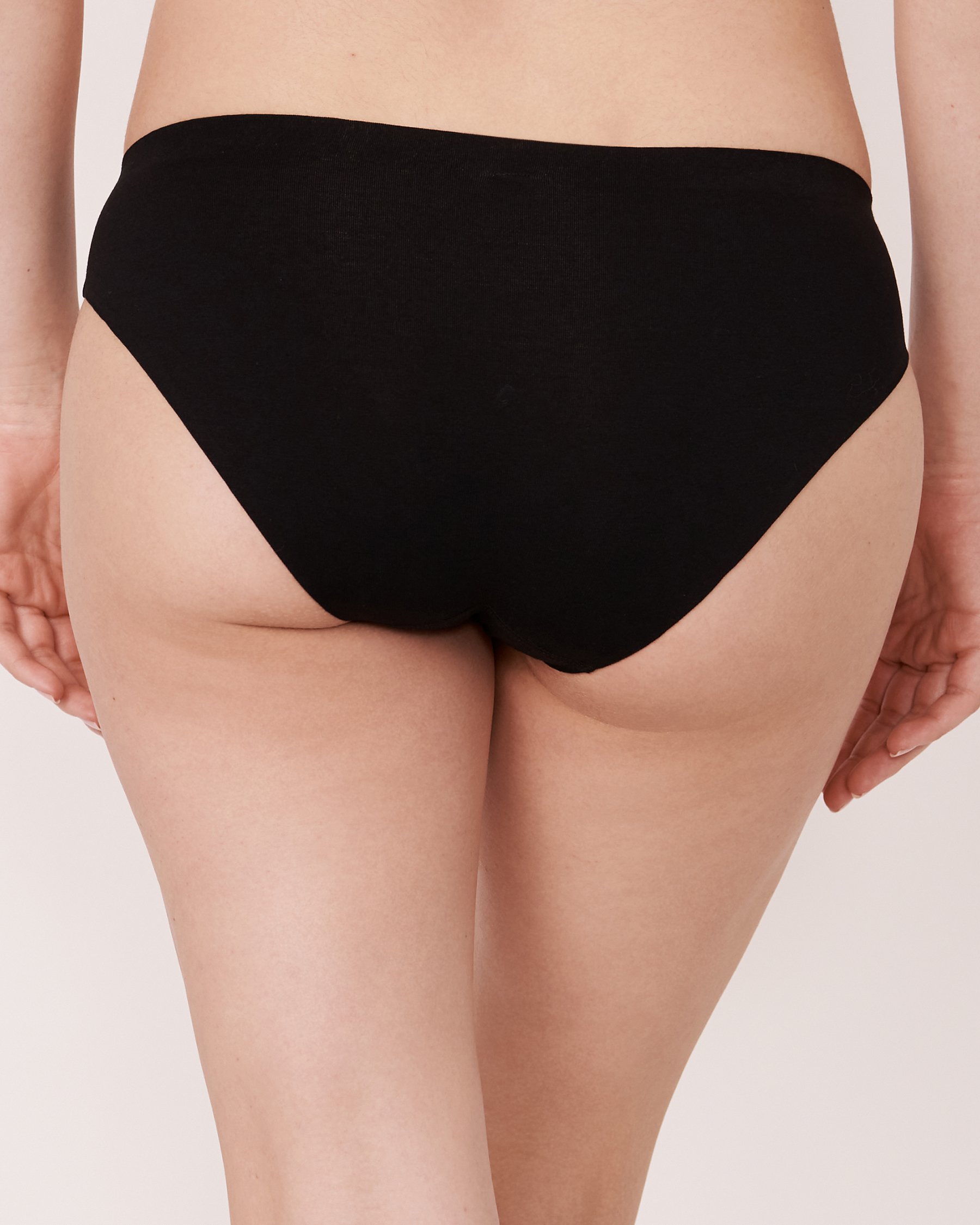 LA VIE EN ROSE Culotte bikini coton contours fusionnés Noir 20200061 - View2