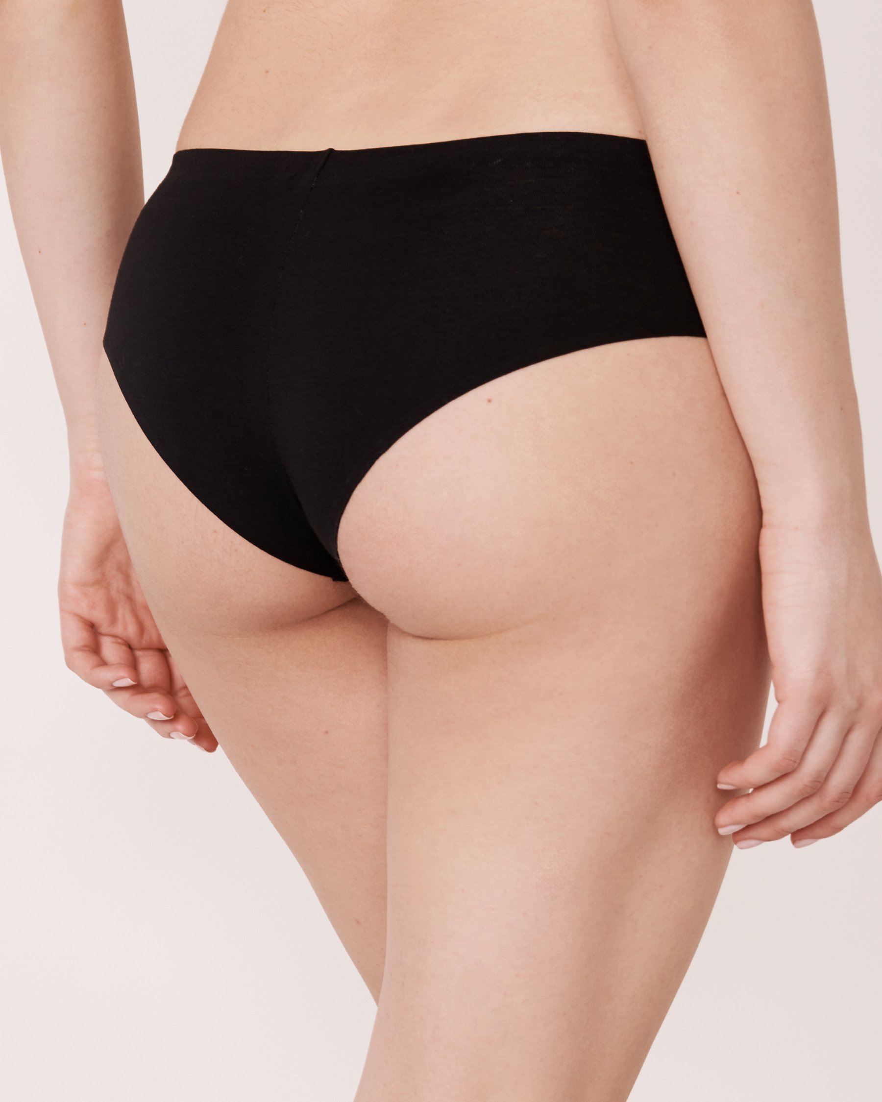 LA VIE EN ROSE Culotte cheeky coton contours fusionnés Noir 20200062 - View2