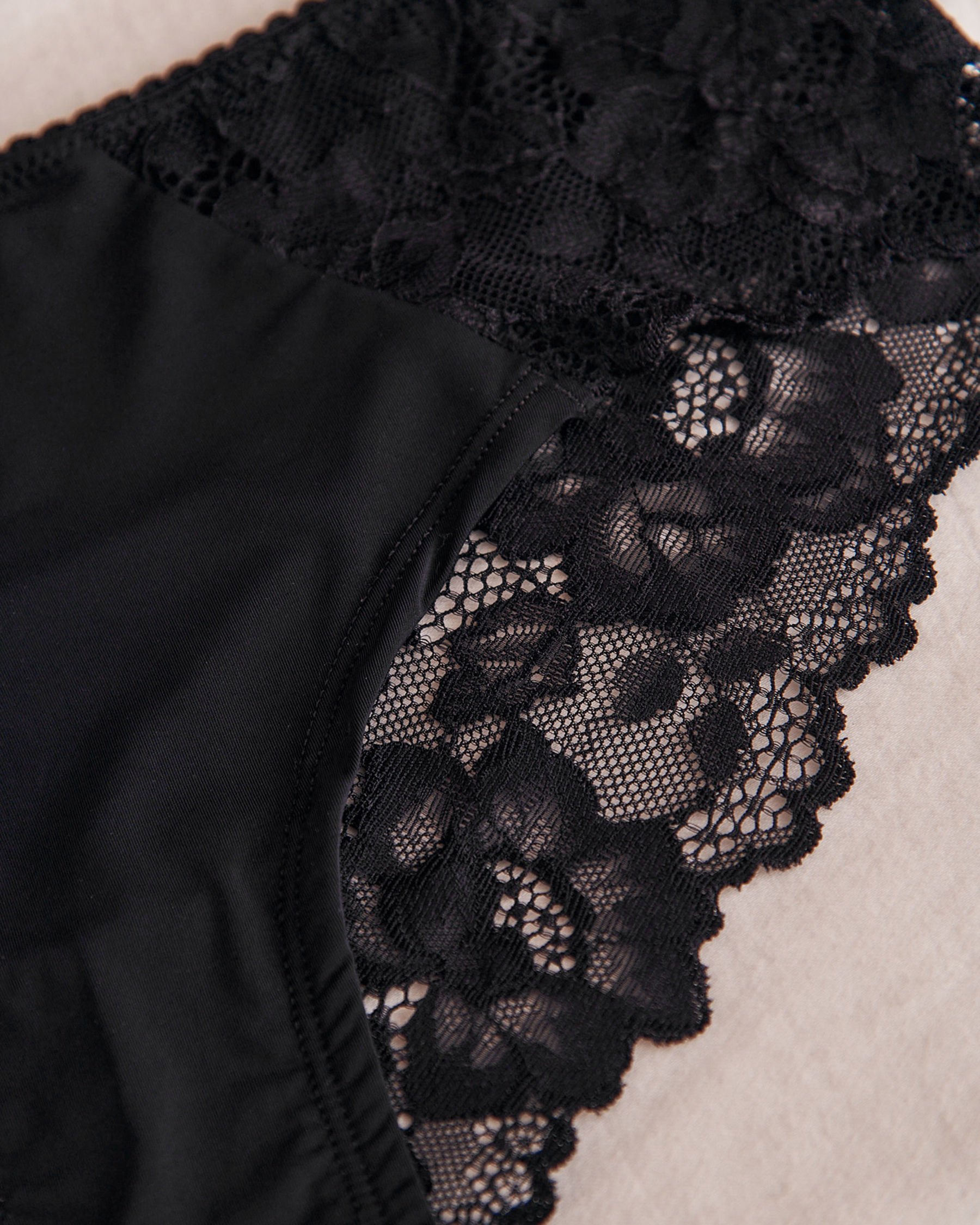 LA VIE EN ROSE Culotte bikini microfibre et dentelle Noir 745-222-0-00 - View3