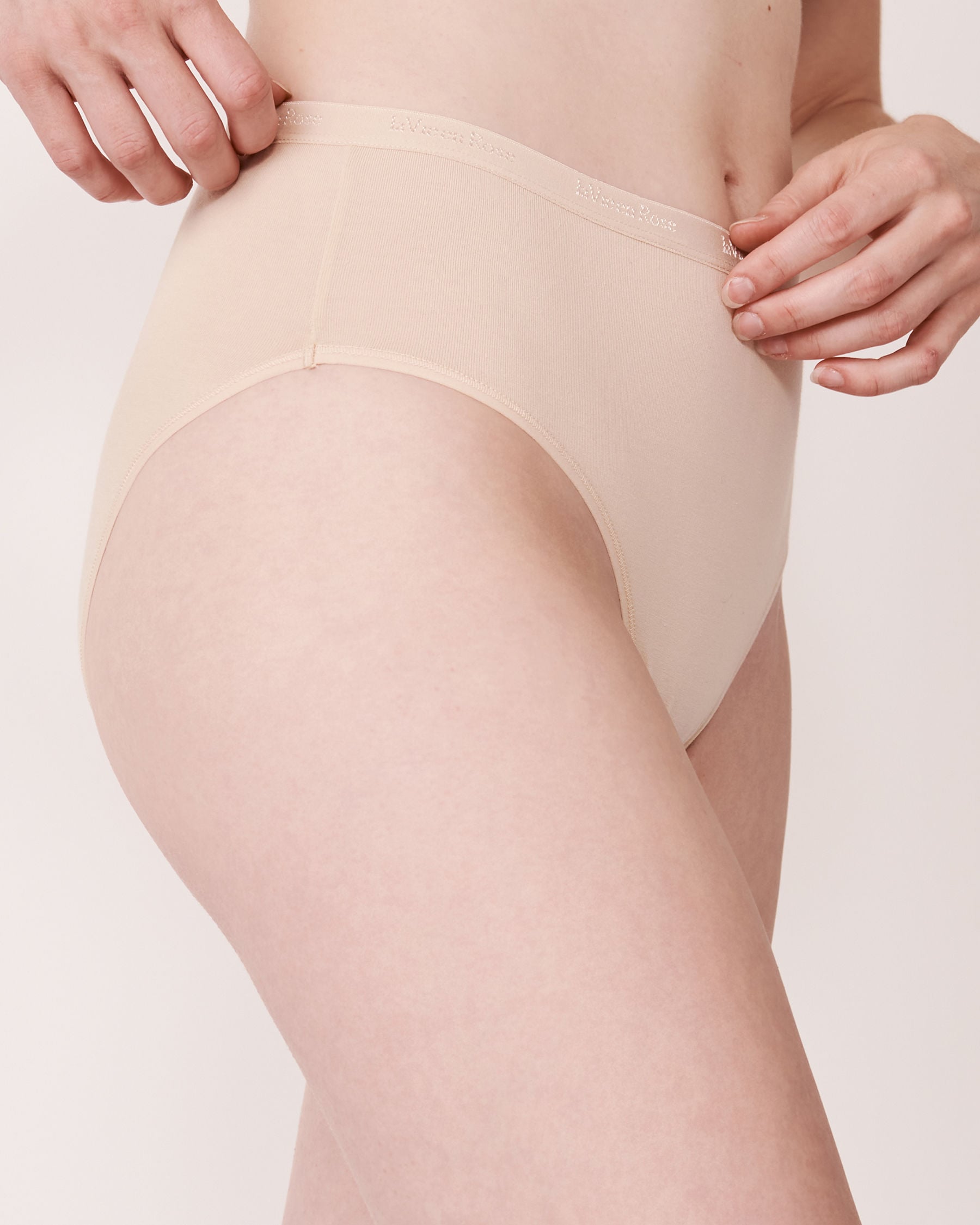 LA VIE EN ROSE Culotte bikini taille haute coton Champagne 633-212-1-00 - View1