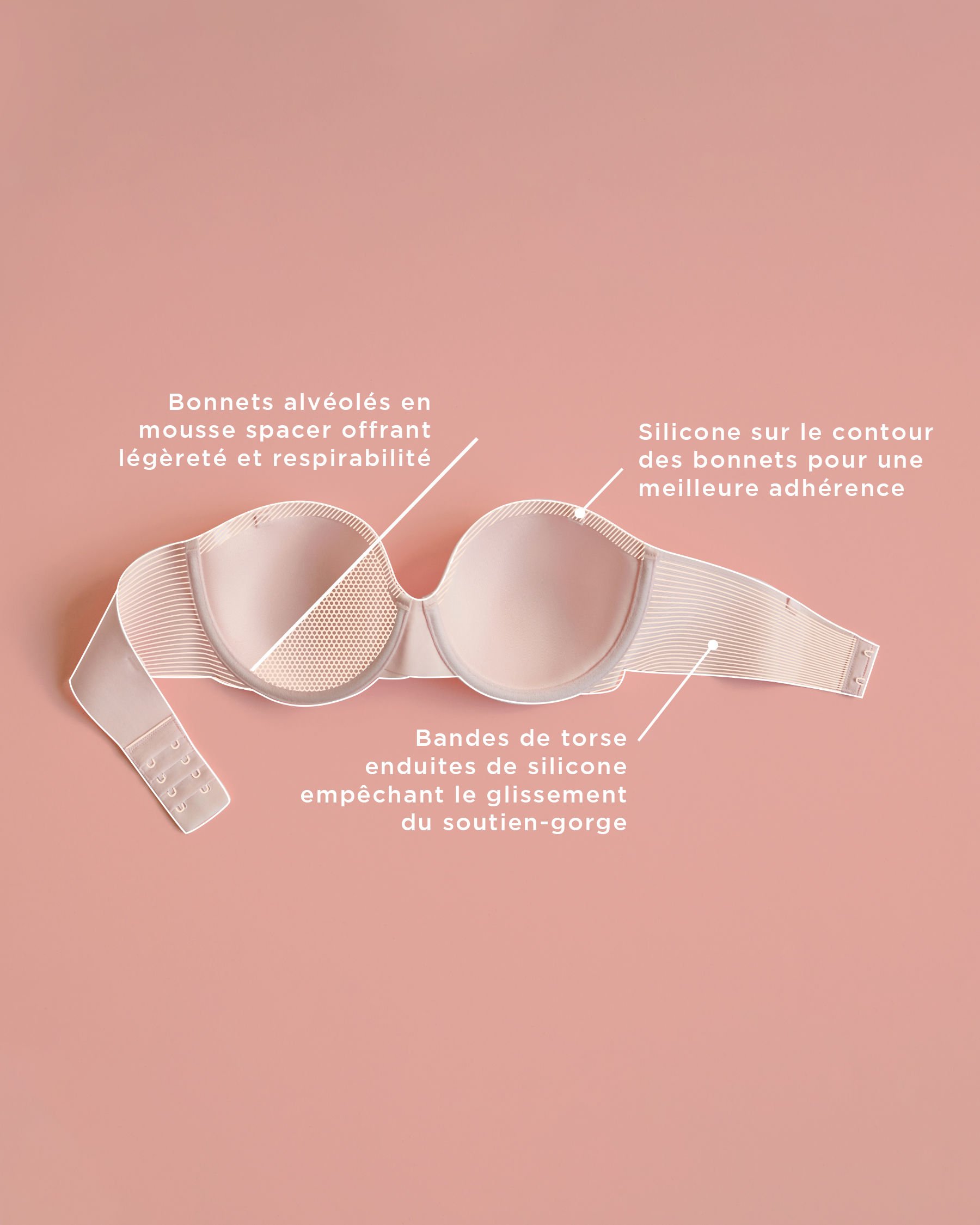 LA VIE EN ROSE Lightly Lined Spacer Foam Strapless Bra Latte 593-112-0-00 - View14
