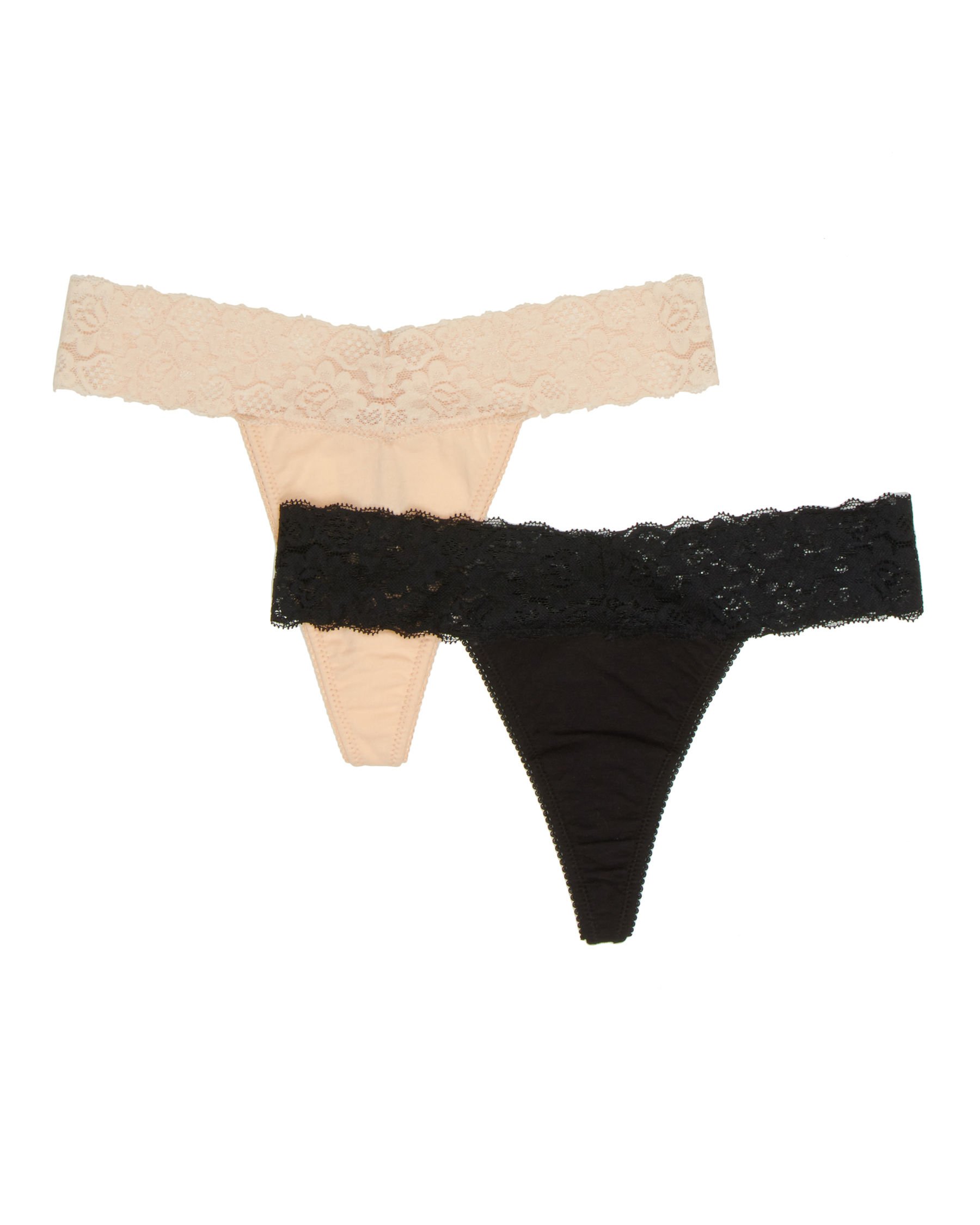 LA VIE EN ROSE Cotton and Lace Band Thong Panty White 892-211-0-00 - View1