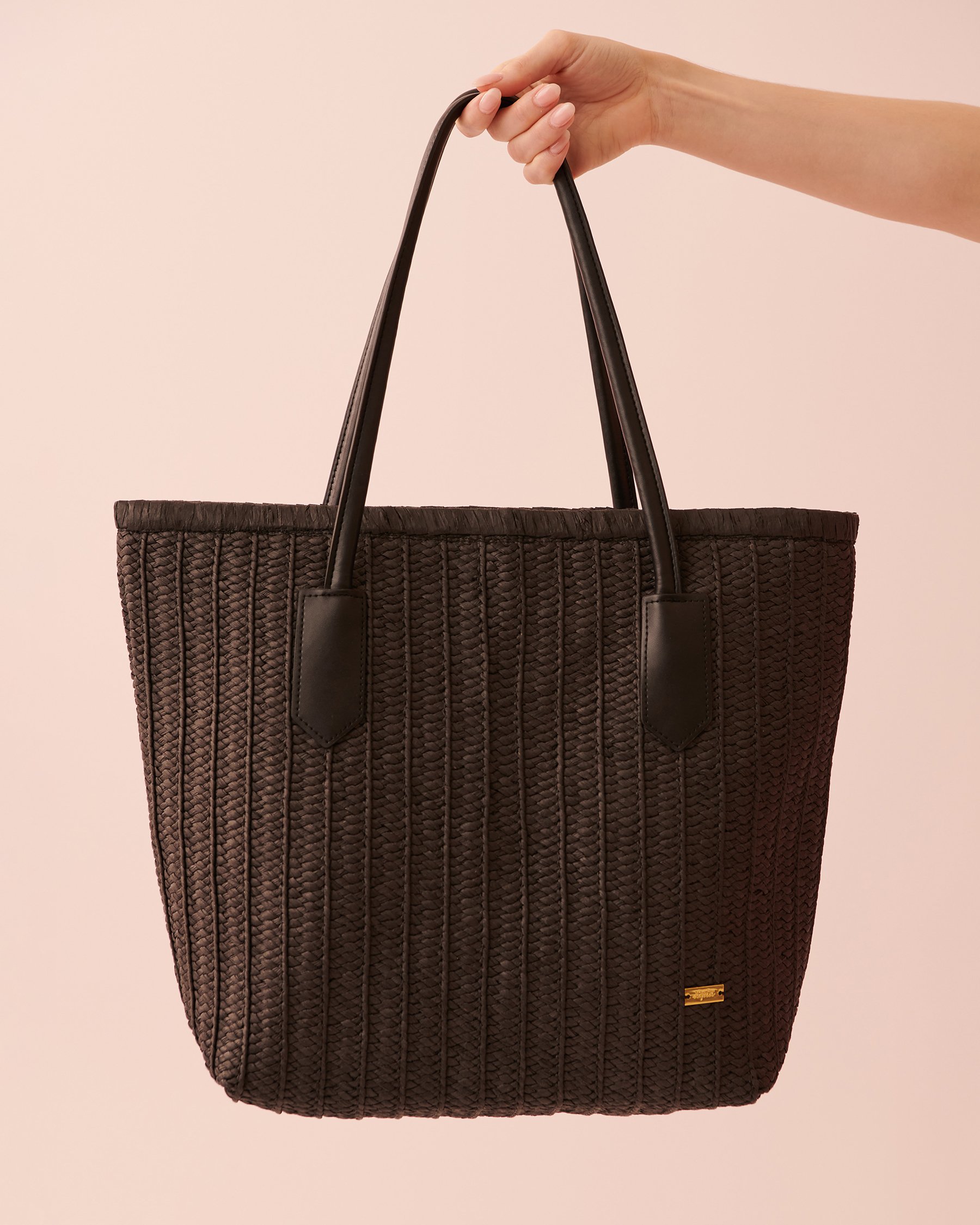 LA VIE EN ROSE AQUA Straw Bag Black 80500078 - View2