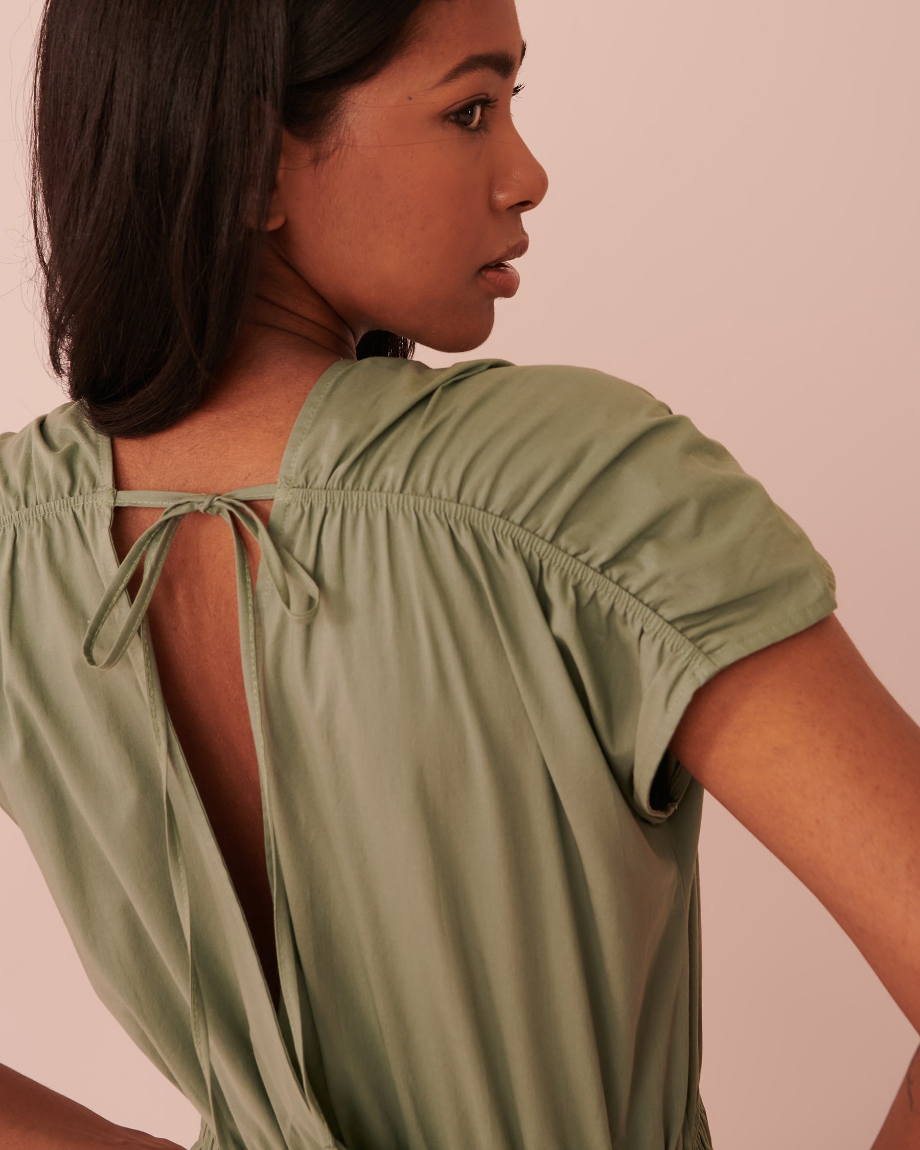 LA VIE EN ROSE AQUA Sleeveless Cotton Dress Agave green 80300073 - View3