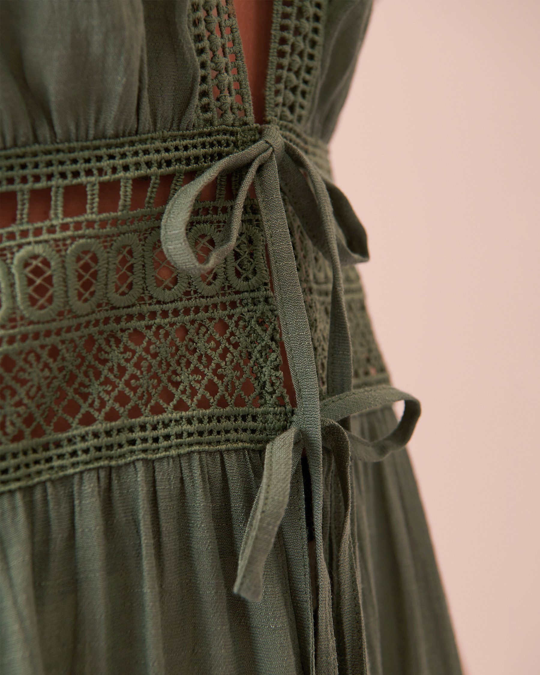 LA VIE EN ROSE AQUA Cut-out Caftan with Crochet Detail Agave green 80400040 - View4