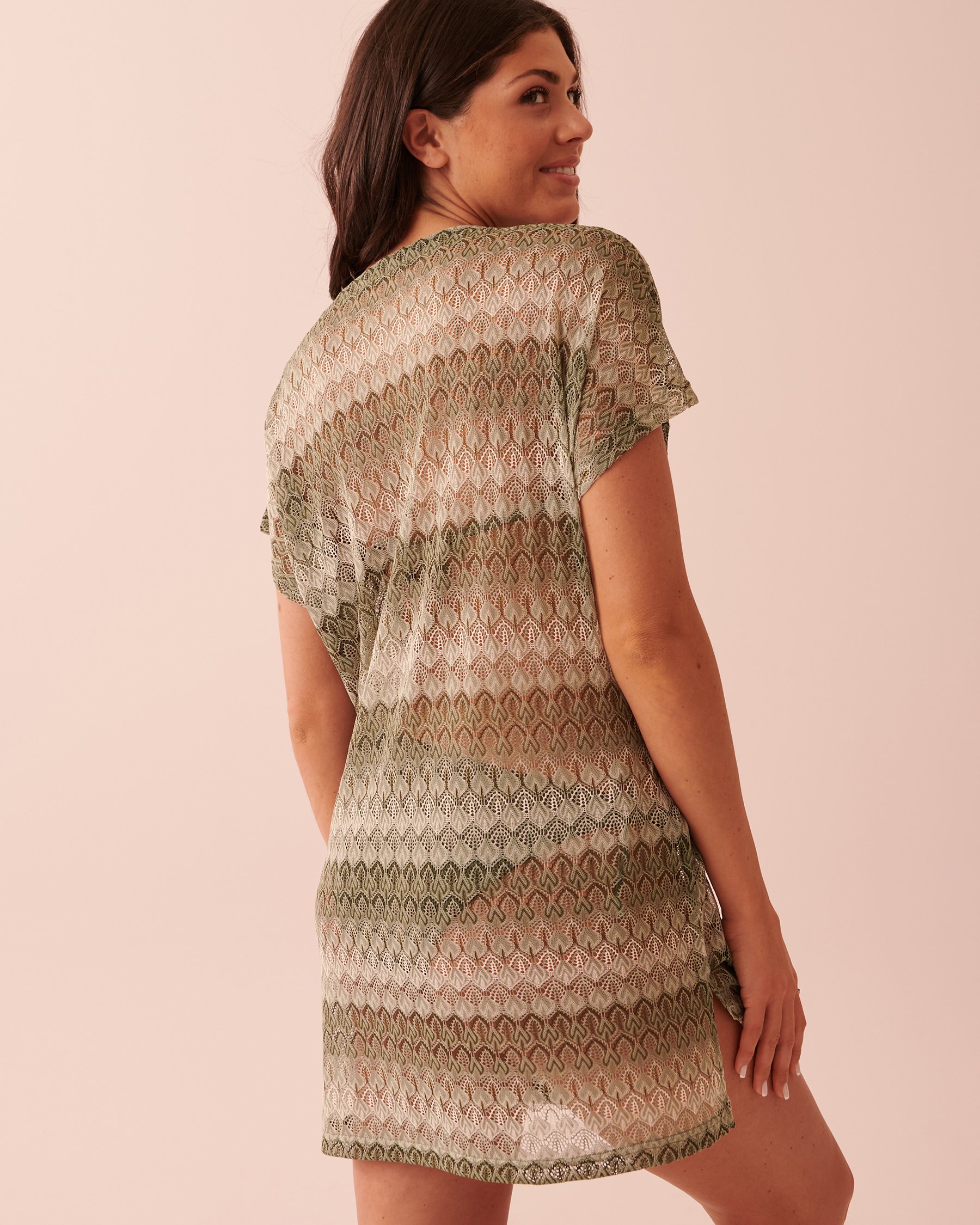 LA VIE EN ROSE AQUA Loose Crochet Tunic Agave green 80400041 - View2