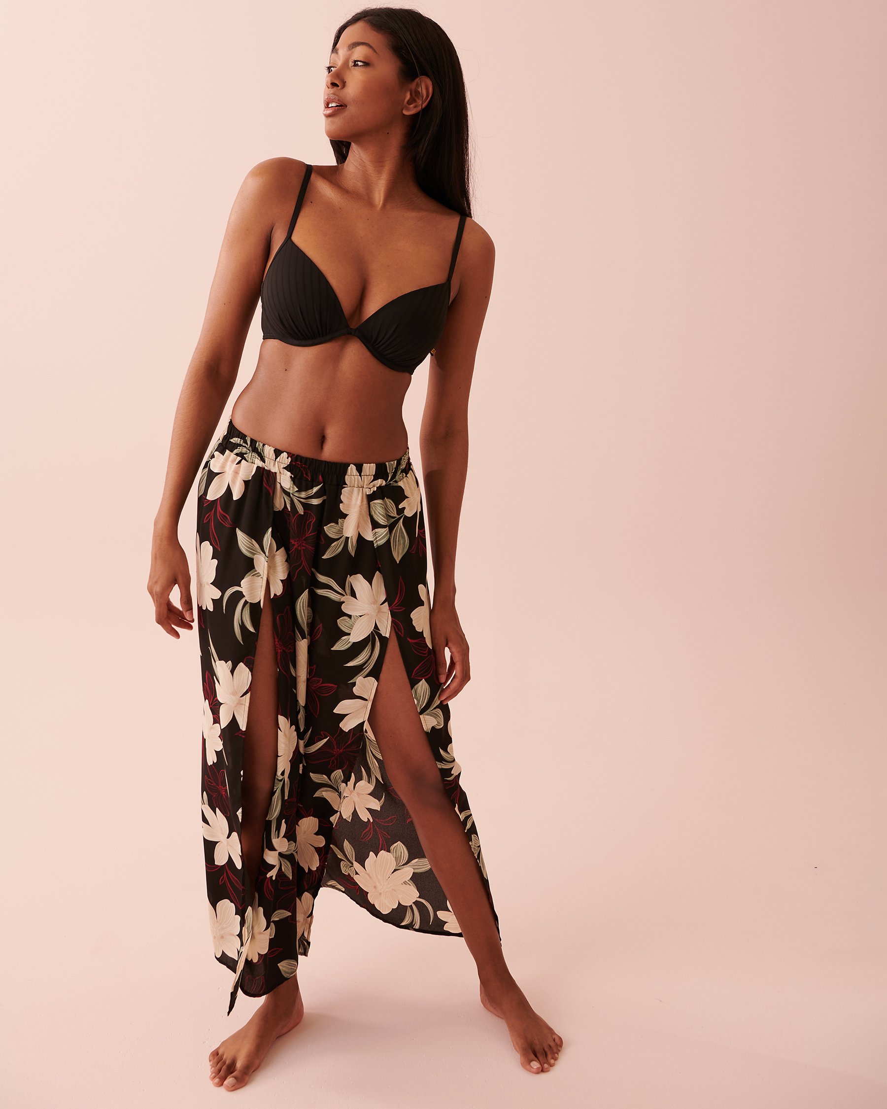 LA VIE EN ROSE AQUA Jupe longueur maxi en chiffon Fleurs méditerranéennes 80200033 - Voir1