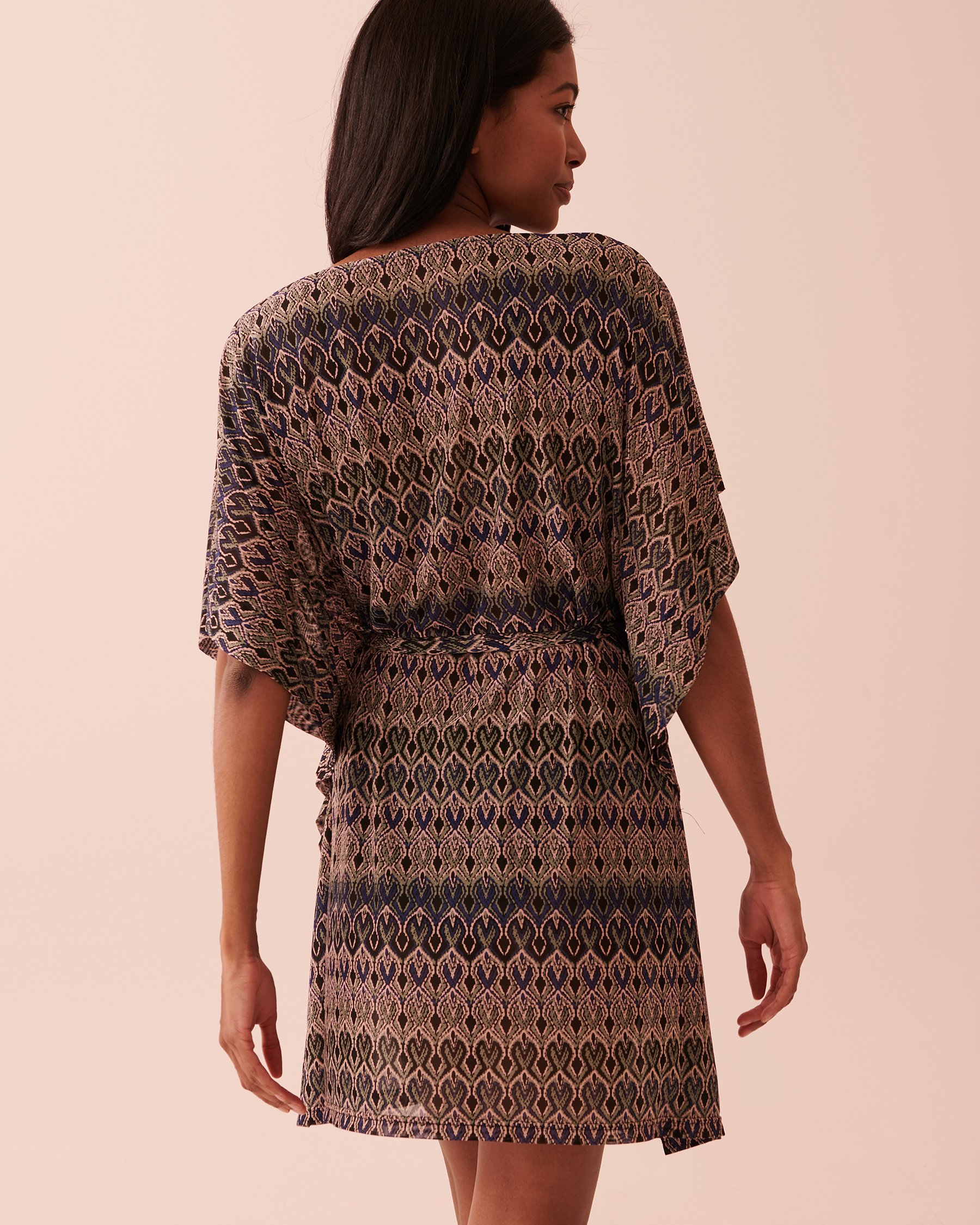 LA VIE EN ROSE AQUA Printed Mesh Caftan Bohemian print 80400042 - View2