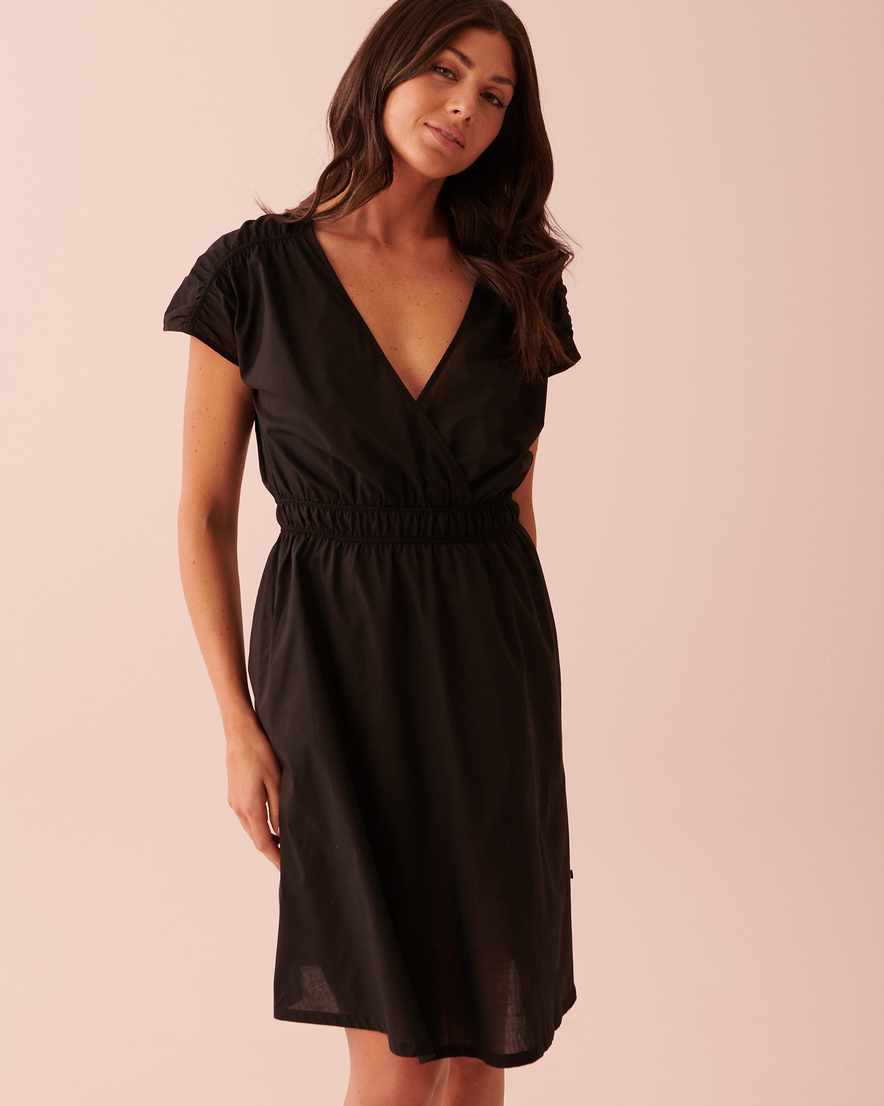 LA VIE EN ROSE AQUA Sleeveless Cotton Dress Black 80300073 - View1