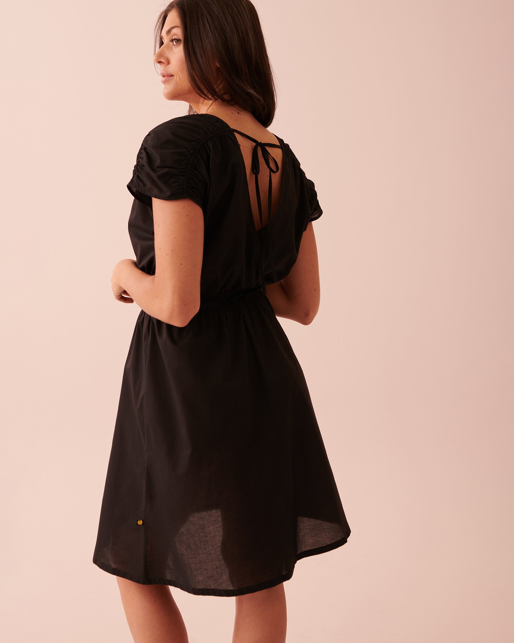 LA VIE EN ROSE AQUA Sleeveless Cotton Dress Black 80300073 - View2