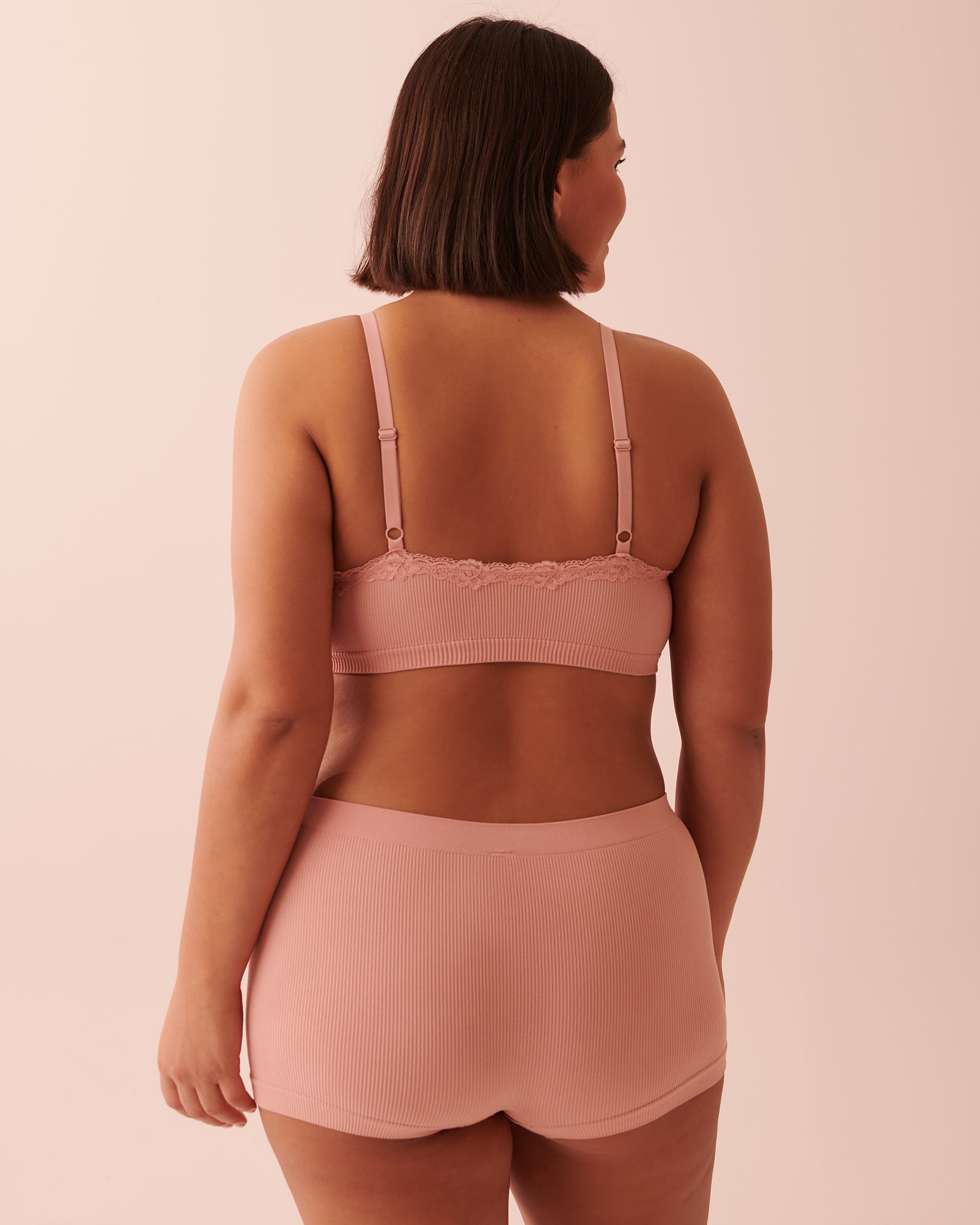 LA VIE EN ROSE Lightly Lined Seamless Ribbed Bralette Pink peony 10200286 - View5