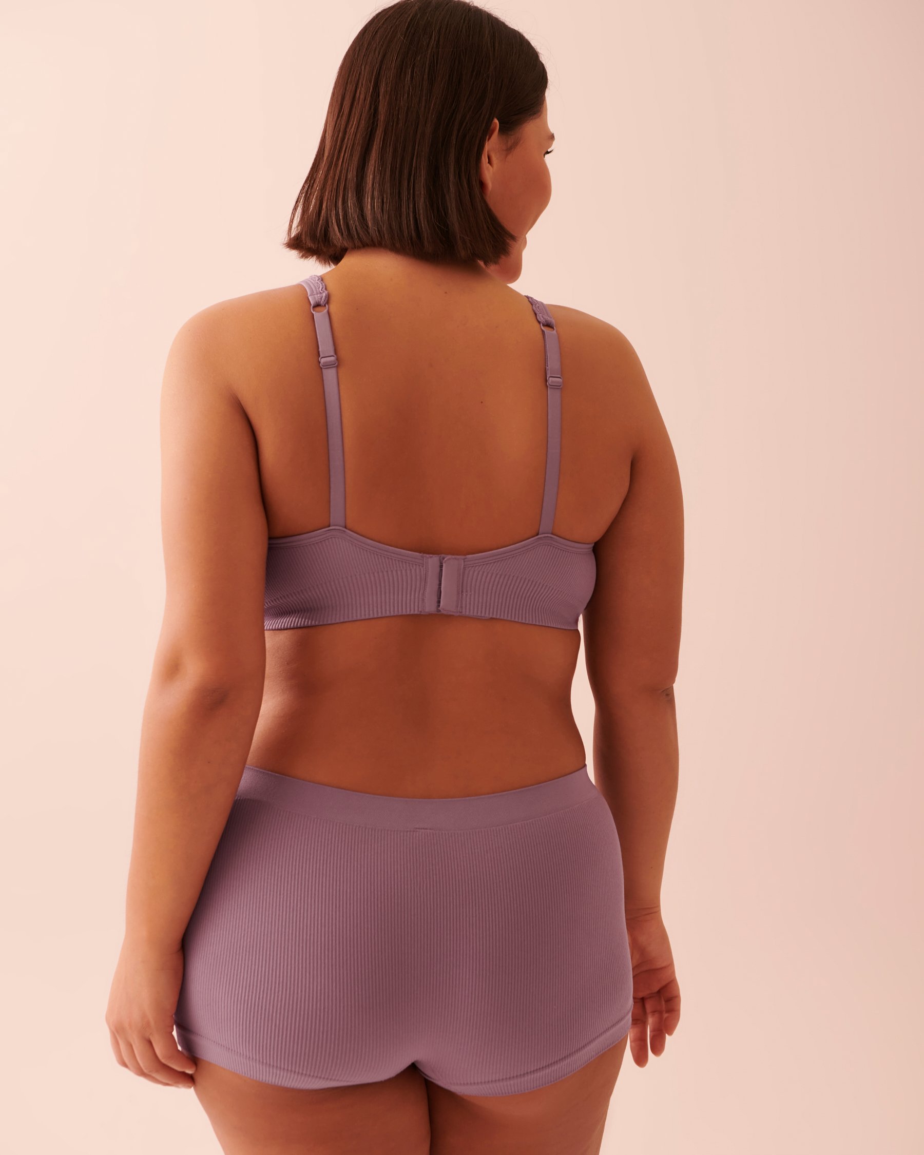 LA VIE EN ROSE Push-up Plunge Seamless Ribbed Bra Mauve 10300109 - View5