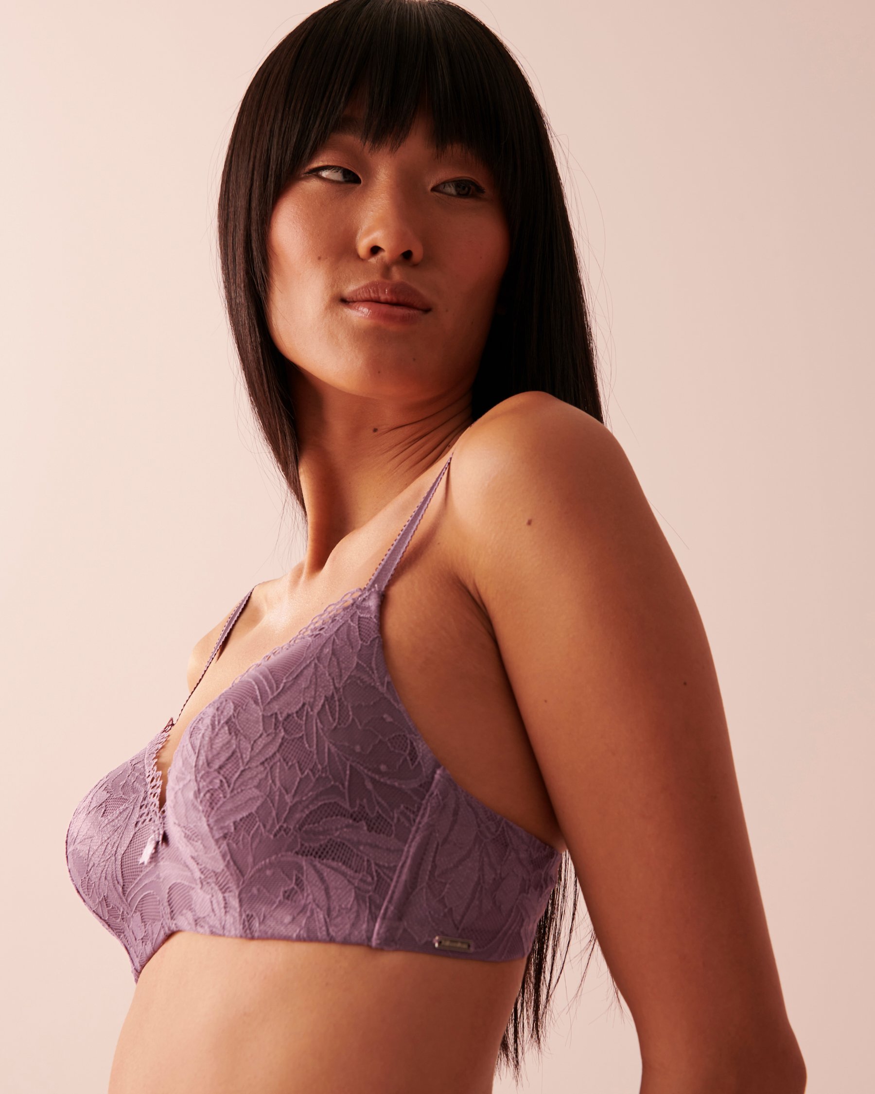 LA VIE EN ROSE Lightly Lined Wireless Lace Bra Mauve 10200283 - View3