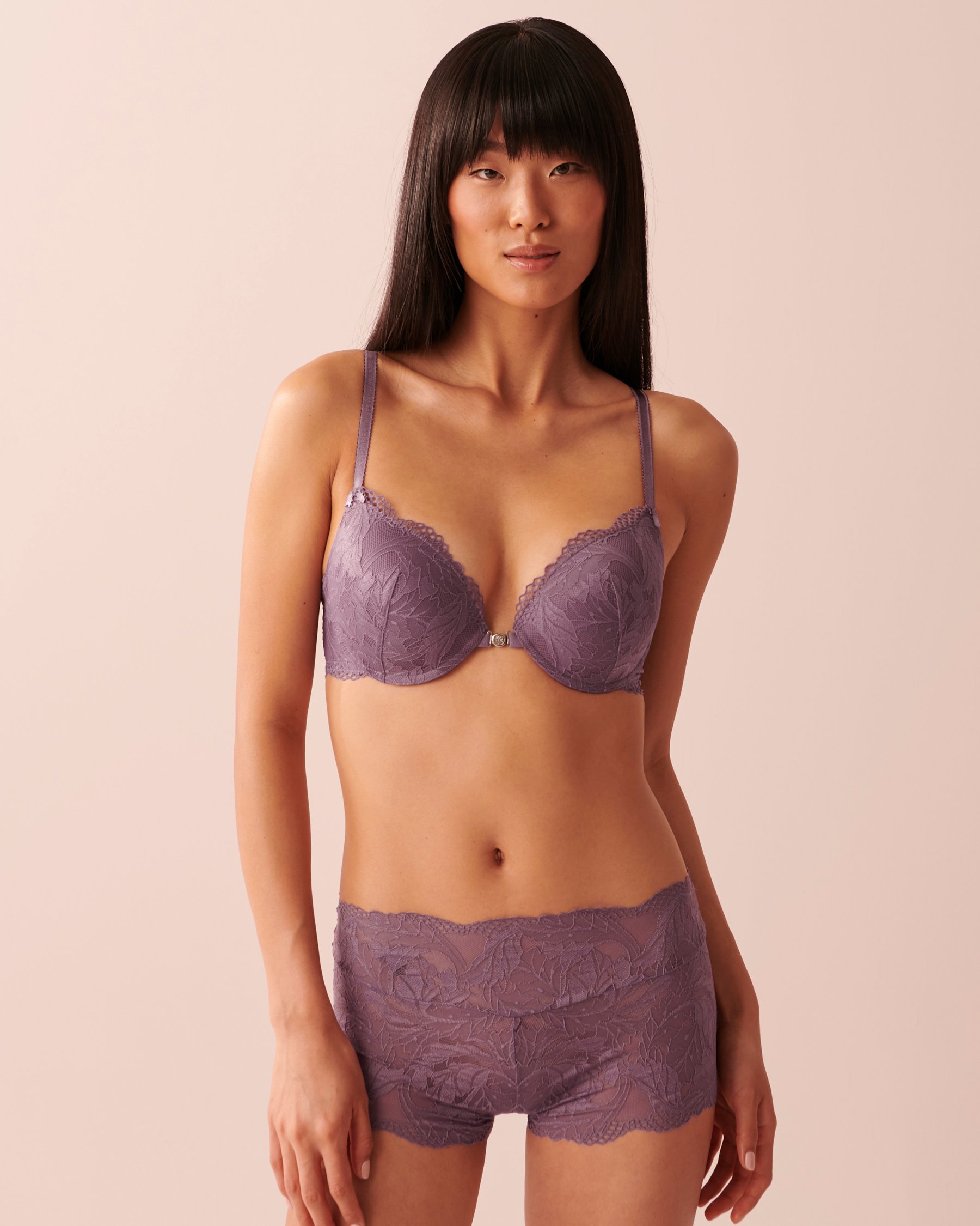LA VIE EN ROSE Push-up Front Closure Demi Bra Mauve 10300108 - View3