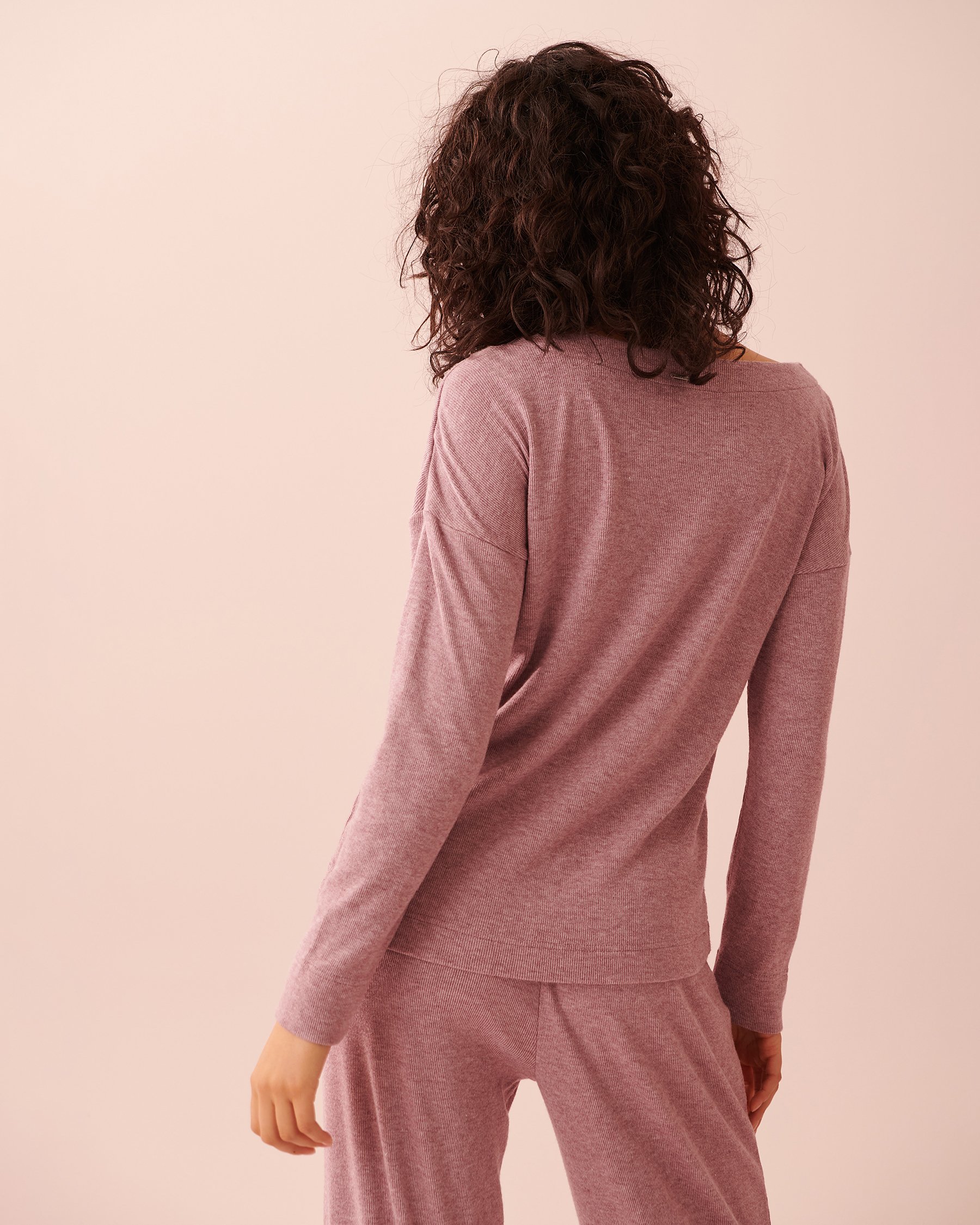 LA VIE EN ROSE Chandail manches longues côtelé Mélange mauve 50100068 - Voir2