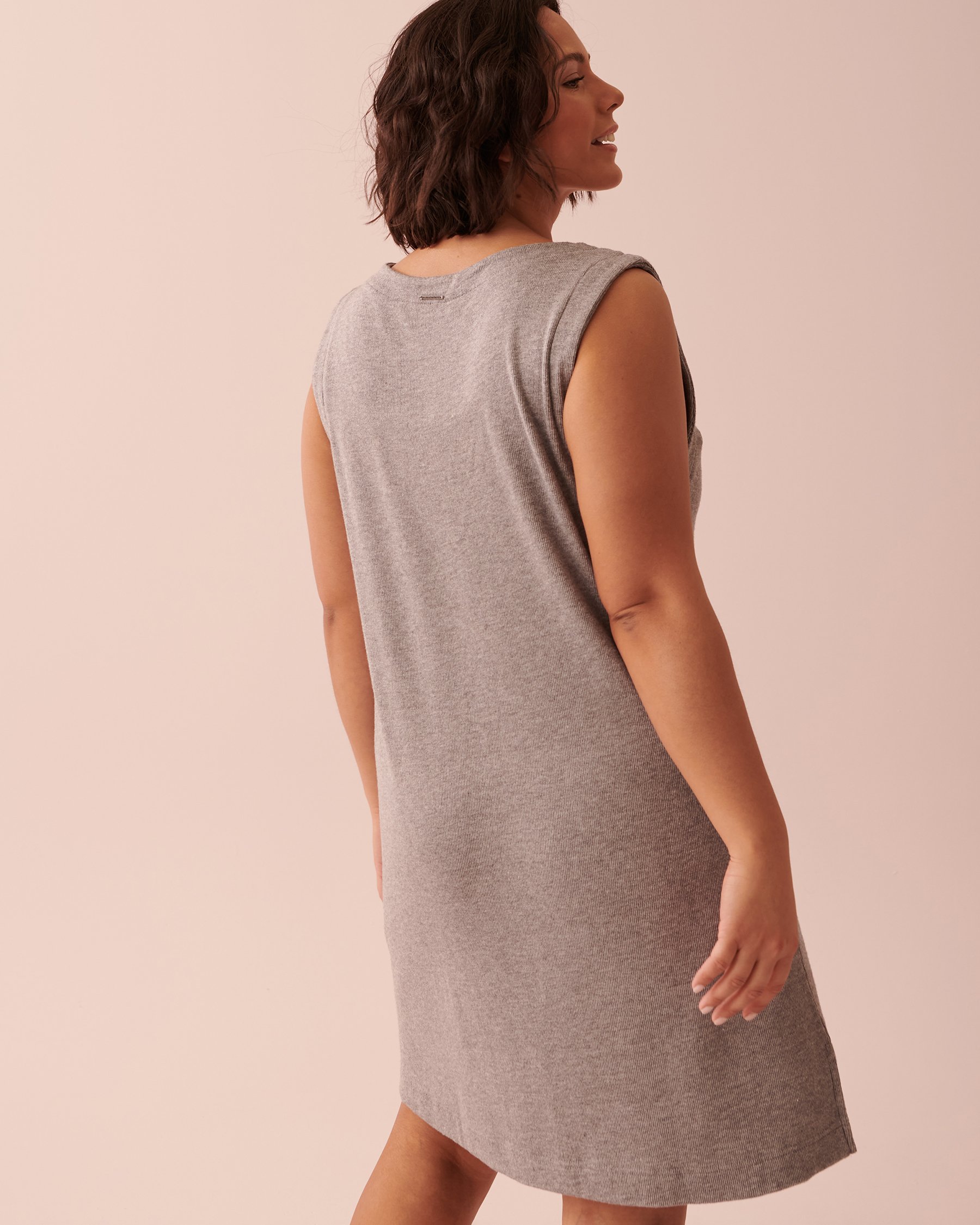LA VIE EN ROSE Ribbed Sleeveless Dress Light charcoal mix 50400035 - View2