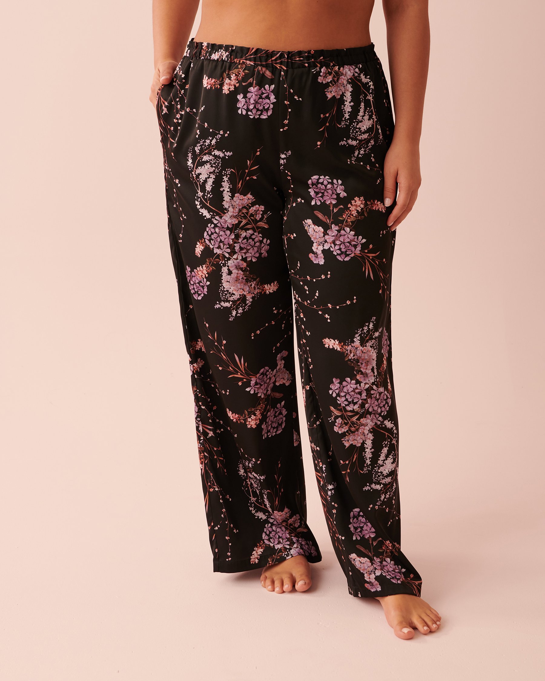 LA VIE EN ROSE Satin Wide Leg Pants Dawn forest 60200069 - View1