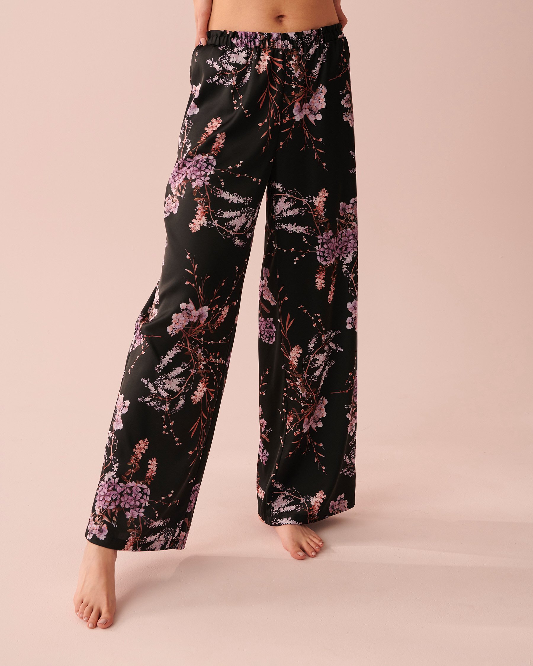 LA VIE EN ROSE Satin Wide Leg Pants Dawn forest 60200069 - View3