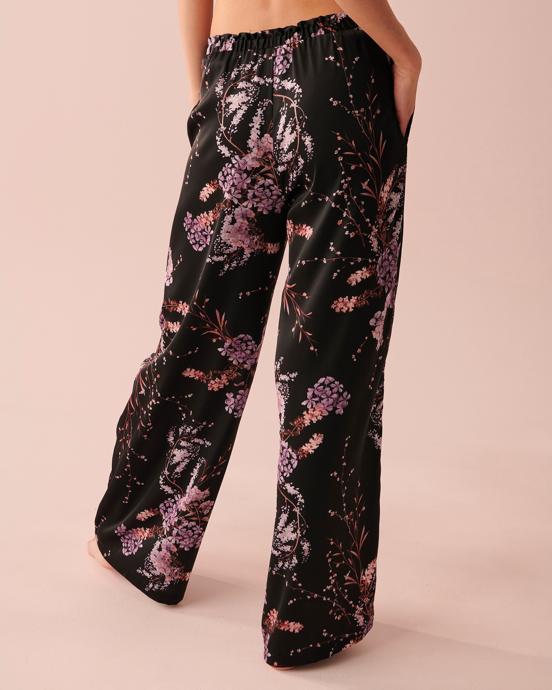 LA VIE EN ROSE Satin Wide Leg Pants Dawn forest 60200069 - View4