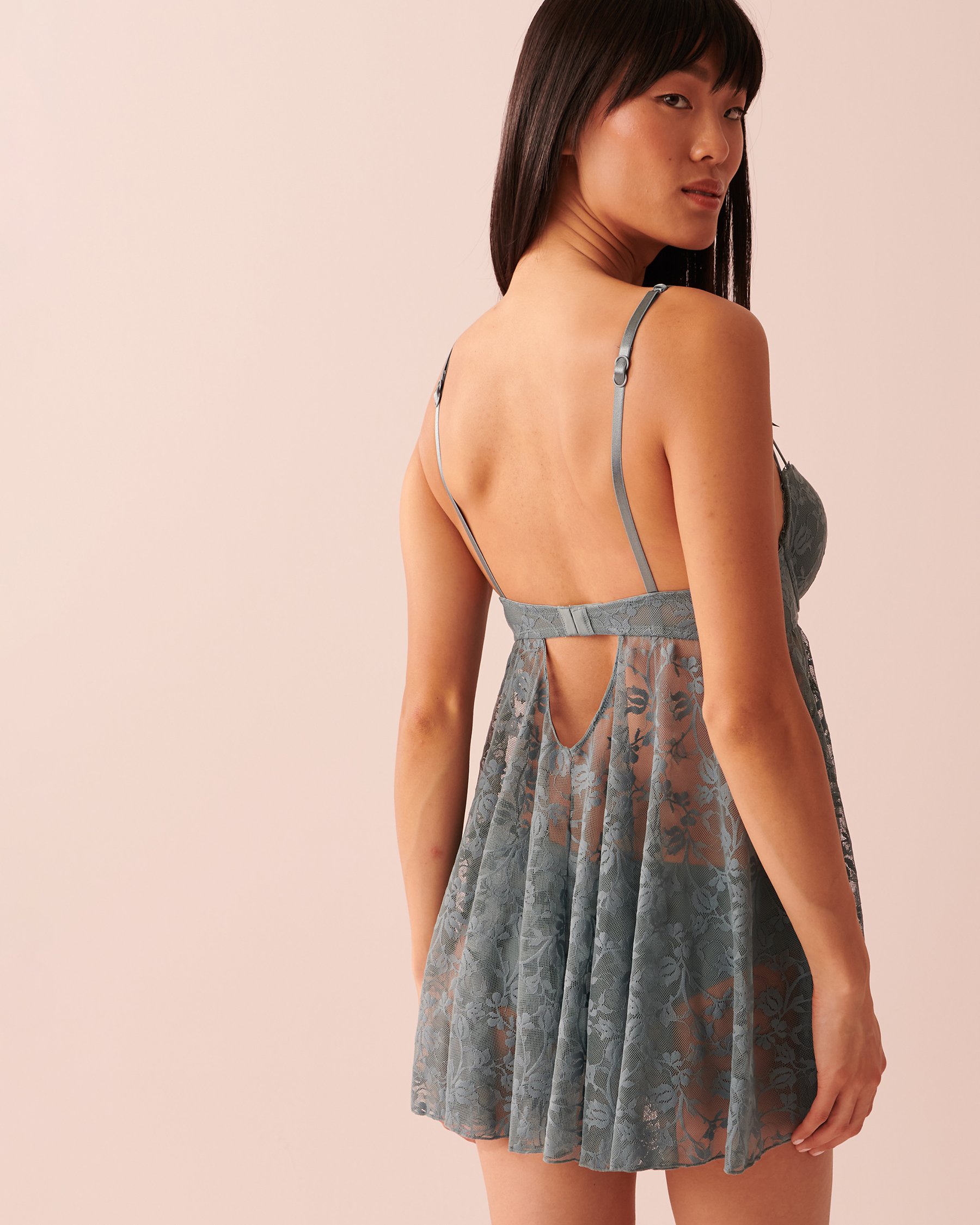 LA VIE EN ROSE Lace Push-up Babydoll Mist blue 60500105 - View2