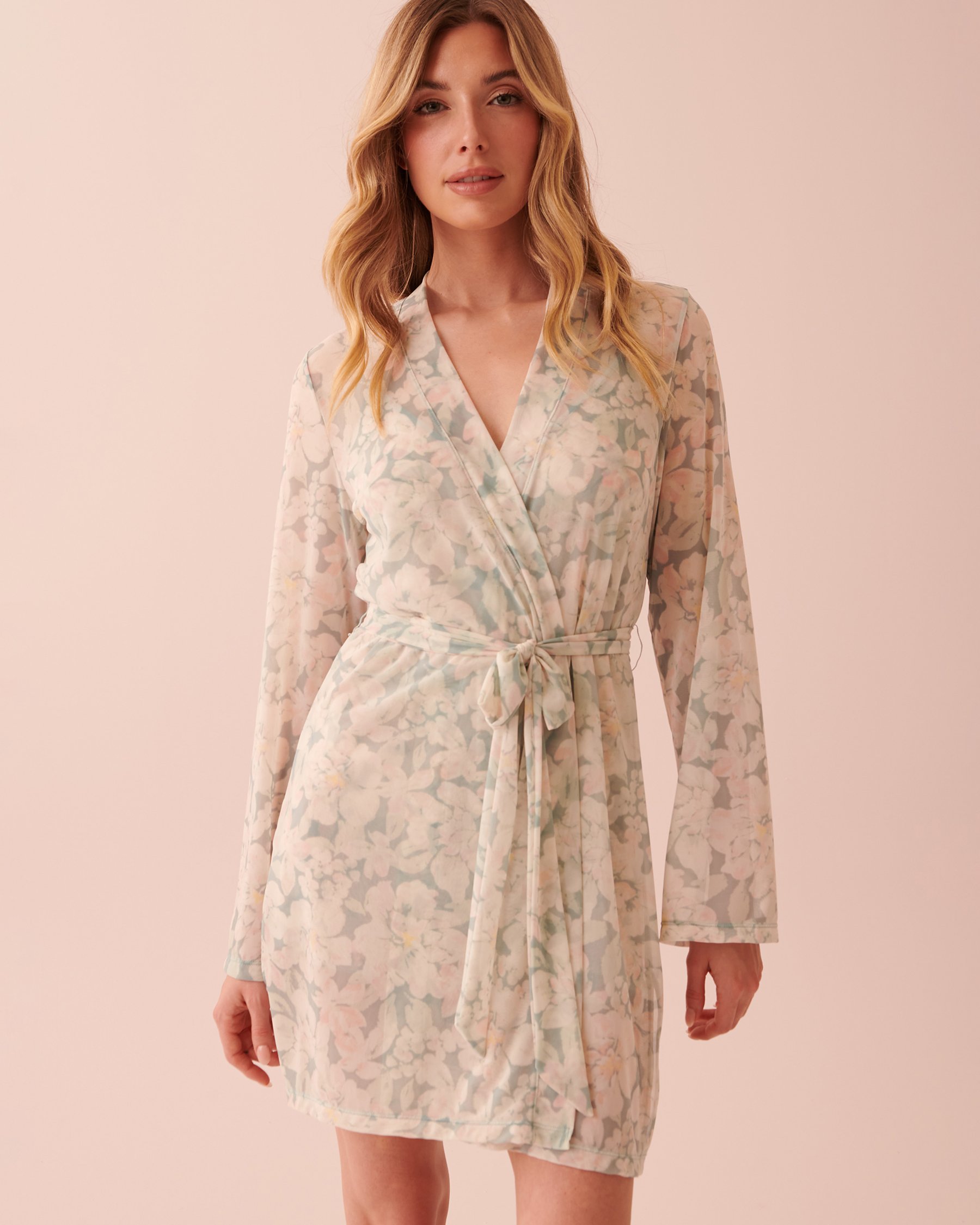 LA VIE EN ROSE Printed Mesh Kimono Flourishing garden 60600054 - View4