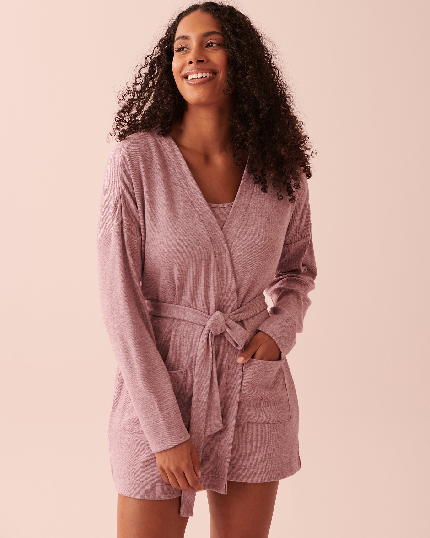 LA VIE EN ROSE Ribbed Kimono Mauve mix 50500008 - View1